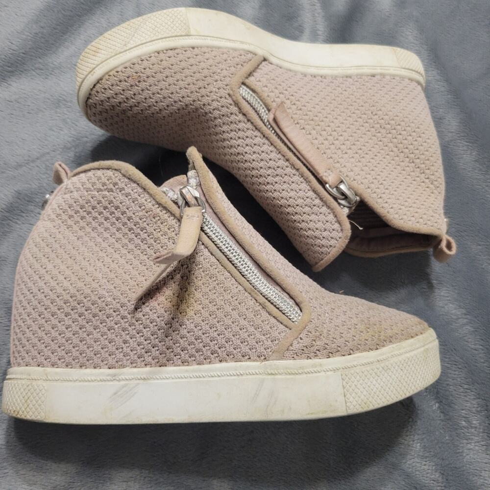 Steve Madden Shoes Girl 1 Pink Corso Ankle Fabric Sneaker Wedge Heel Zip Comfort